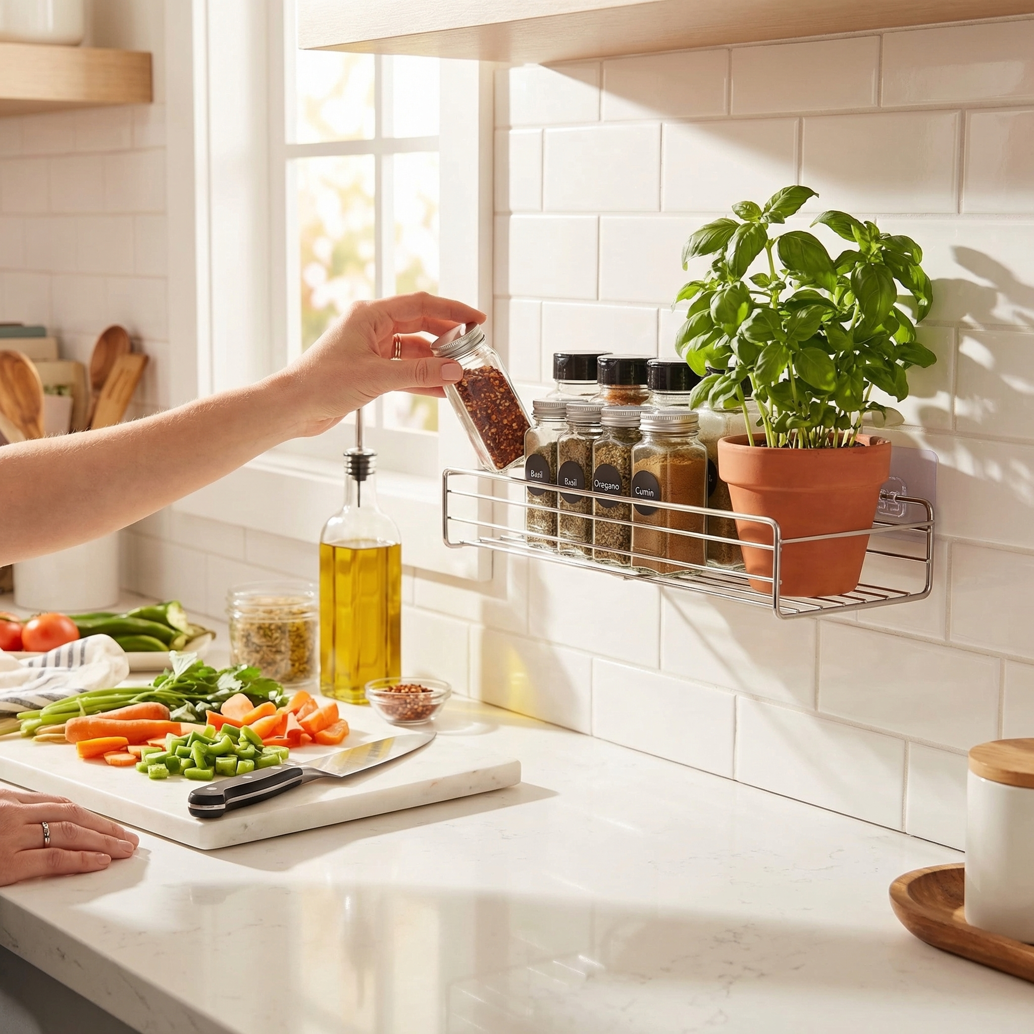 Kitchen Wall-Mounted Spice Shelf
